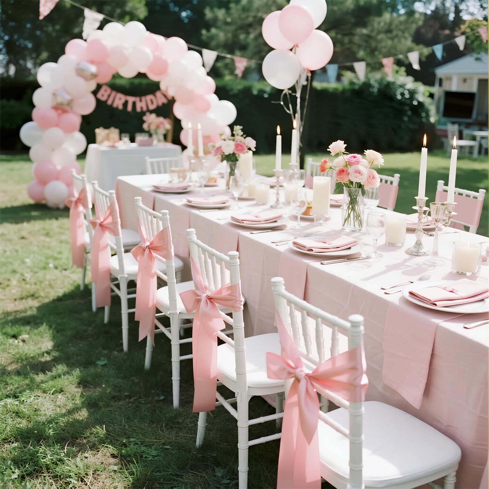 VEVOR Satin-Stuhlschärpen mit Schleifen (275x17 cm) 100 STK. Stuhlbänder zum Binden, Stuhlbänder für Hochzeiten Bankett Dekorationen Veranstaltungen Bankettstuhlbezüge, Stuhlschleifen Rosegold