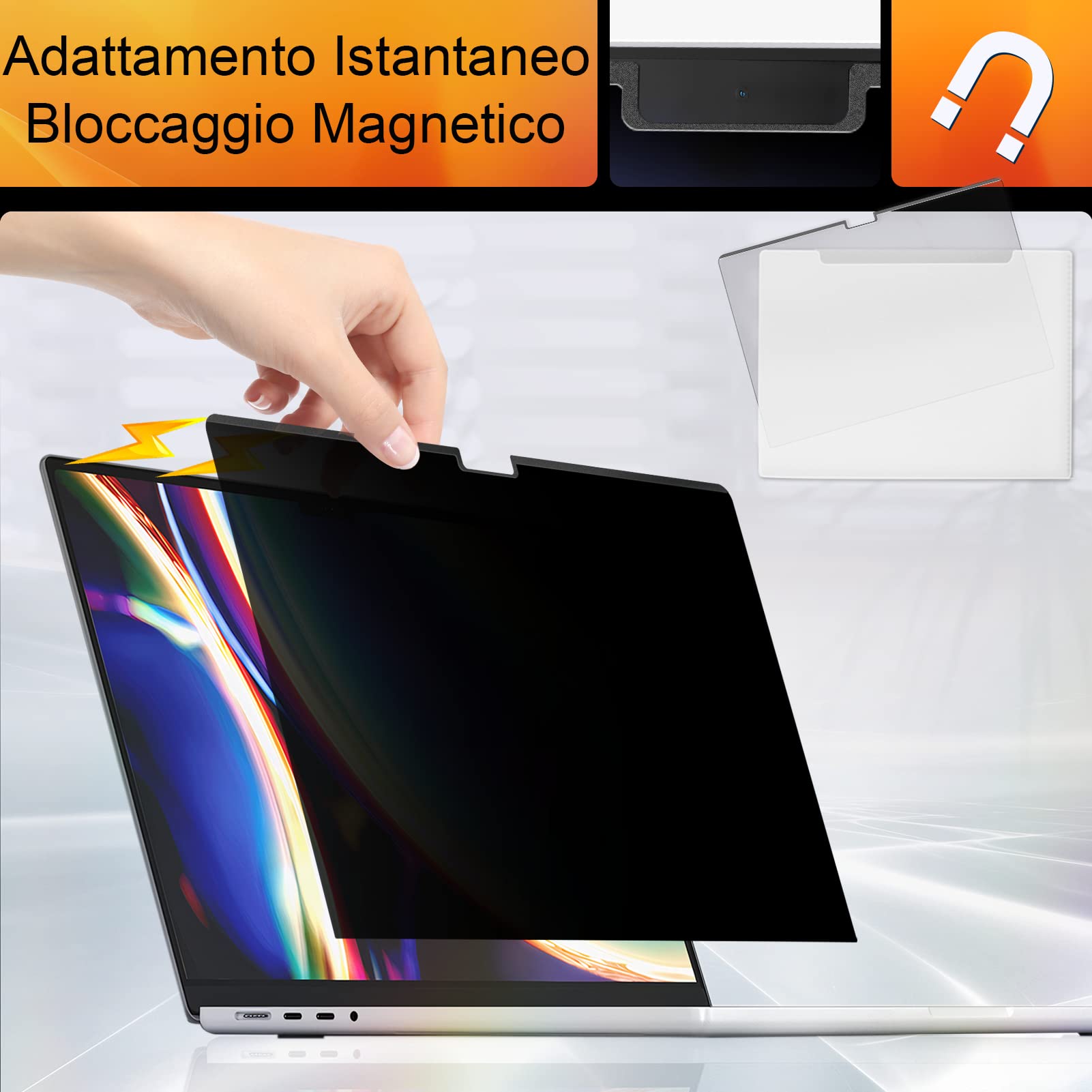 Filtro Privacy Magnetico per MacBook Pro 16 Pollici (2021-2023, M1, M2), Pellicola Privacy Filter per MacBook Pro 16 Pollici Rimovibile, Anti Luce Blu Pellicola MacBook Privacy Schermo 16 Pollici