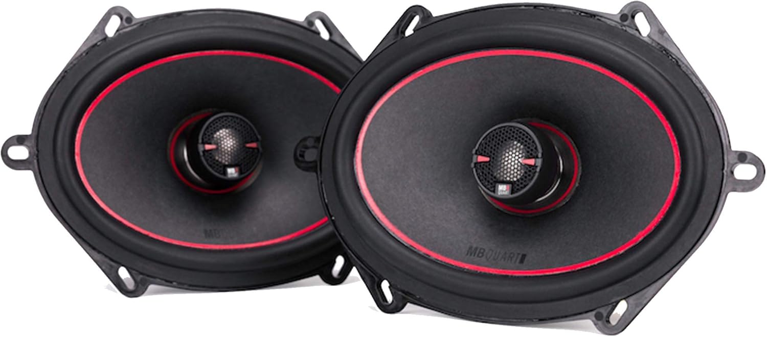 MB Quart RK1-168 Reference Car Speakers (Black, Pair) – 5x7-6x8 Inch Coaxial Speaker System, 200 Watt, 2-Way Car Audio, 4 OHMS (Grills Not Included)