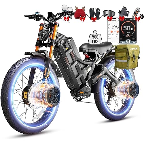 eAhora Romeo Pro 3 Electric Bike - [2026 Latest] 50MPH 5600W Dual Motor 60V 80AH 250Miles Long Range Ebike for Adults, 26" * 4.0 Fat Tire Fast Electric Mountain Bike Full Suspension Off-Road E-Bike