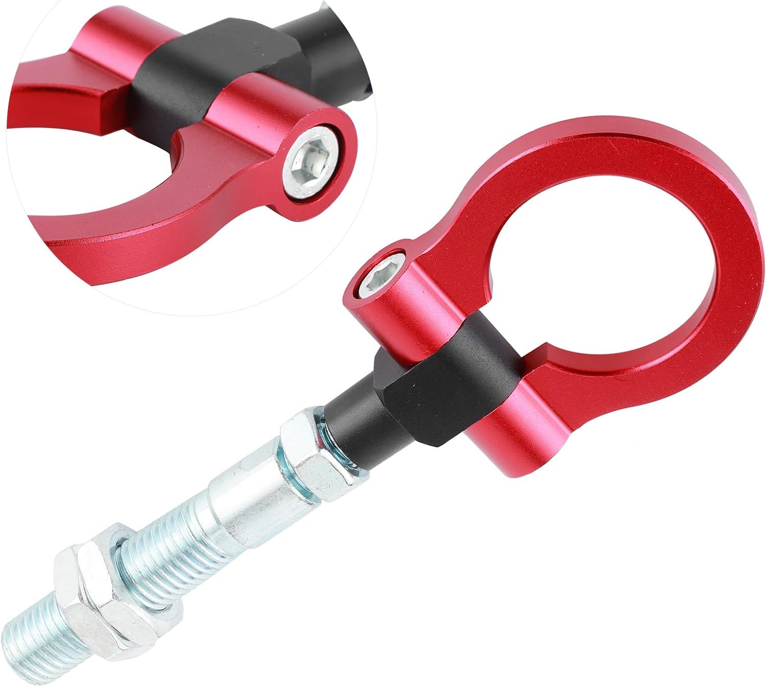 Tow Hook Ring,Heavy Duty Tow Hook Folding Ring Racing Front Car Refitting Fit for 2012?2017 Black/Red (Red)