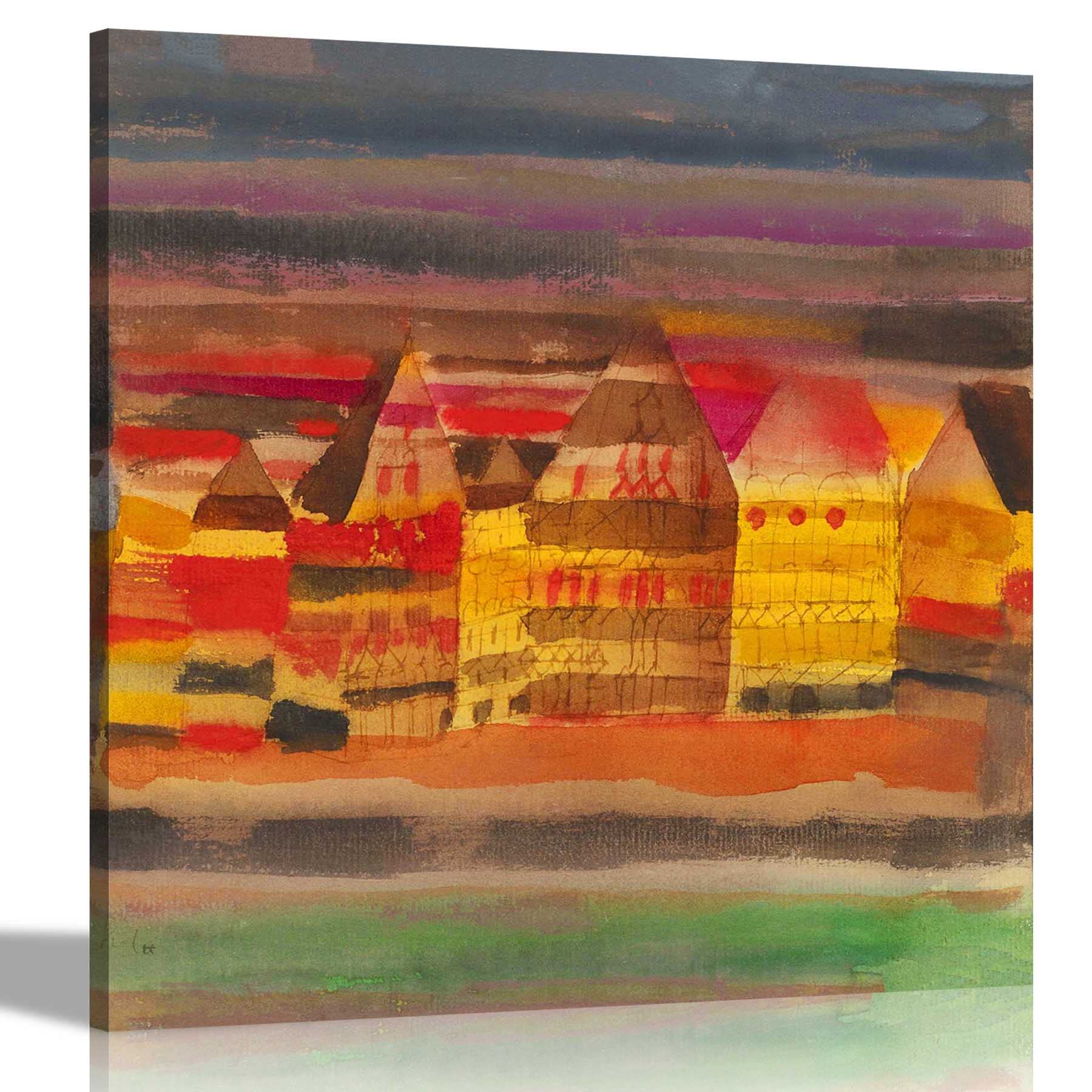 Artley Prints Red - Salt Surrealism By Paul Klee Canvas Wall Art Home Decor | Expressionism Pictures For Living Room, Bedroom, Office 51 X 51Cm (20 X 20 Inches)