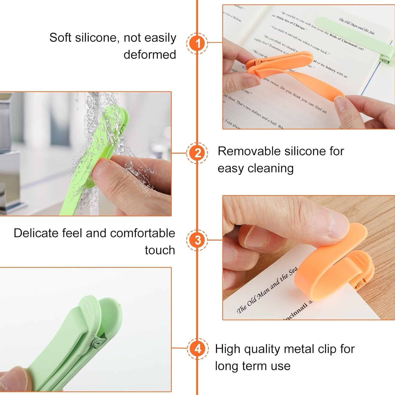 6pcs Automatic Bookmark, Stay in Place and Follow as You Read, Silicone Automatic Bookmark for Reading Women, Men, Kids, Book Lovers, Cute Reading Accessories Gifts for Book Lovers - Image 3