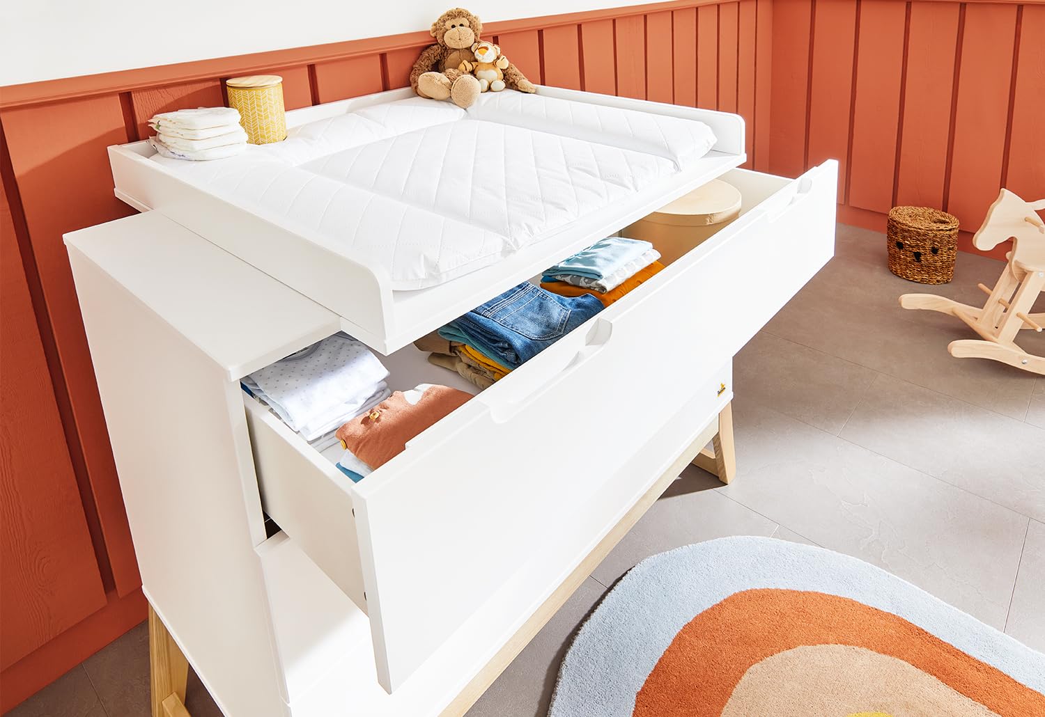 PINOLINO Juego de muebles para habitación de bebé, diseño escandinavo, color blanco