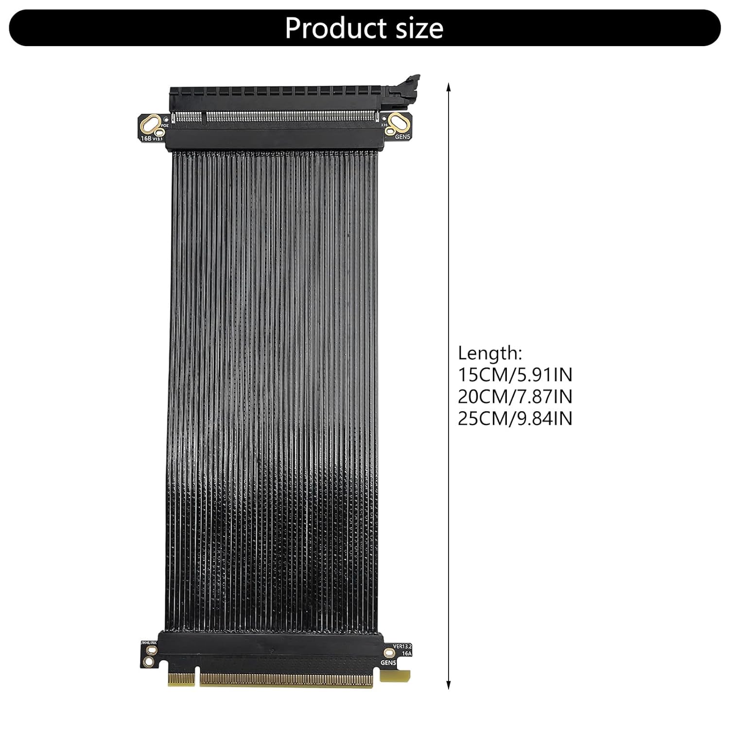 プレミアム&amp;薄型PCIe5.0 X16延長ケーブル、180度平行方向設計、高周波サーバー用。