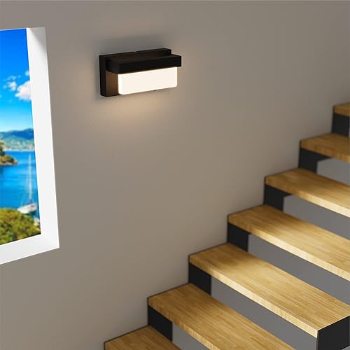 Miniatura 7 de Aplique de pared negro con interruptor de encendidoapagado, lámpara de pared LED de 8 pulgadas, pantalla acrílica, 4000 K, aplique de iluminación de