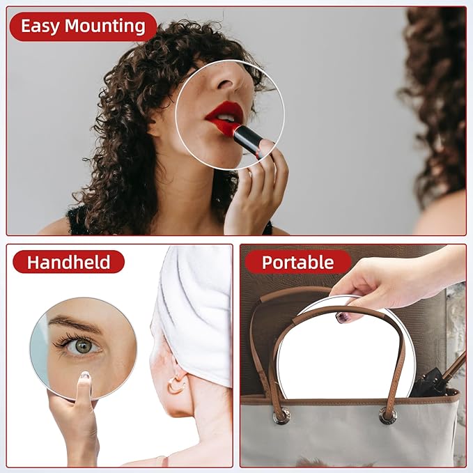 Espejo Maquillaje 20X Aumento Redondo 6pulg Viaje Ventosas Pinzas miniatura 5