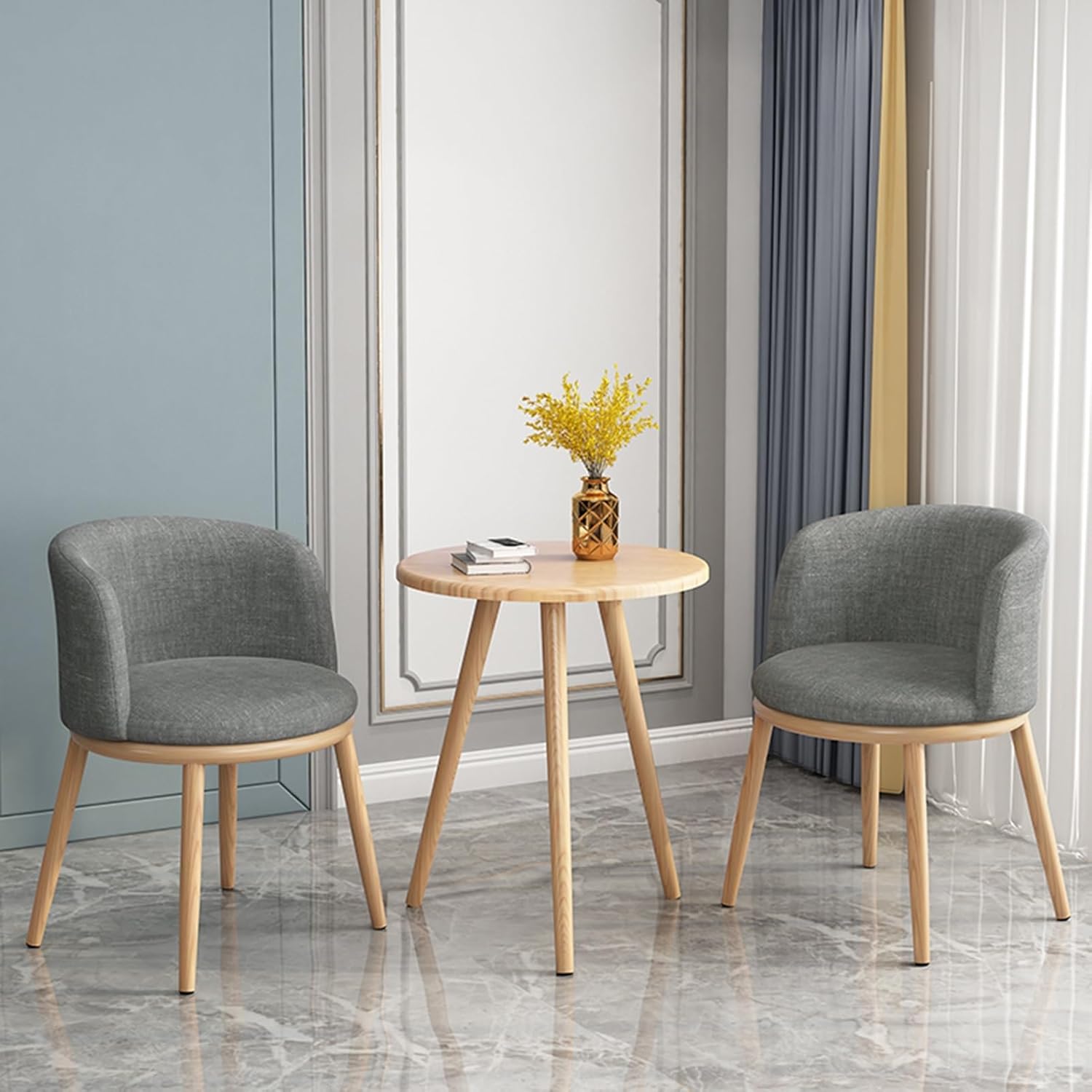 Conference Table, Reception Negotiation Table, Office Table and Chair Set, Leisure Table and Chair Set, Space-Saving Furniture, for Dining Room,Kitchen(Gray)