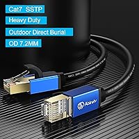 Vista 2 de Cable Ethernet Cat7 de 6 pies, cable Cat7 para exteriores, triple blindaje, SSTP 10 Gbps 600 MHz, cable de conexión Ethernet para módem router LAN