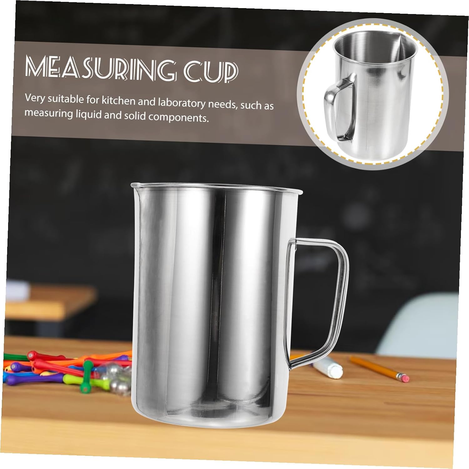 SOLUSTRE Experimental Measuring Cup Scale Measuring Cup Stainless Steel with Scale Measuring Tool Laboratory Beaker Laboratory Cup