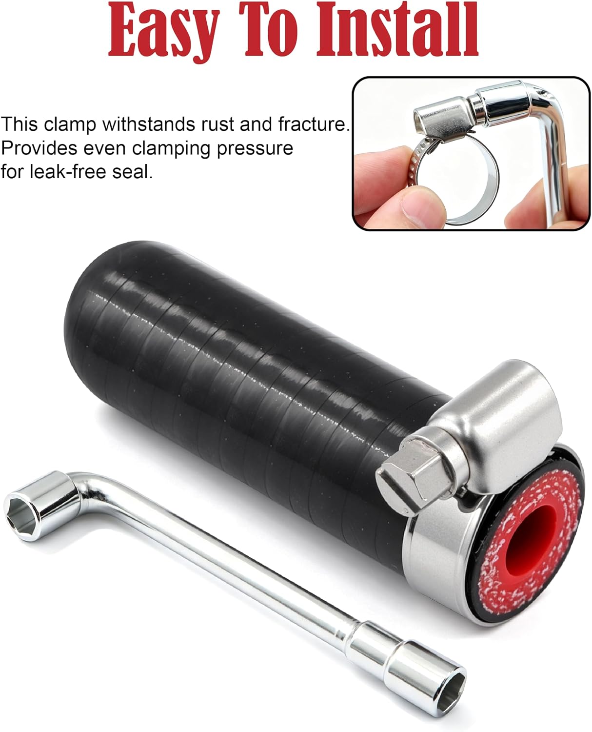 2Pcs ID 3/8 Inch(9.5mm) Silicone Hose Caps with 2Pcs Clamps & Socket Wrench