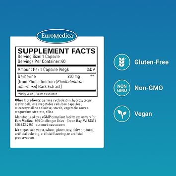 EuroMedica Ultra Absorption - Brain & Liver Health Support Supplement - Ultra-Absorption Support Supplement with Indian Barberry Root Extract - Vegan Capsules Aid Metabolic Health - 60 Capsules