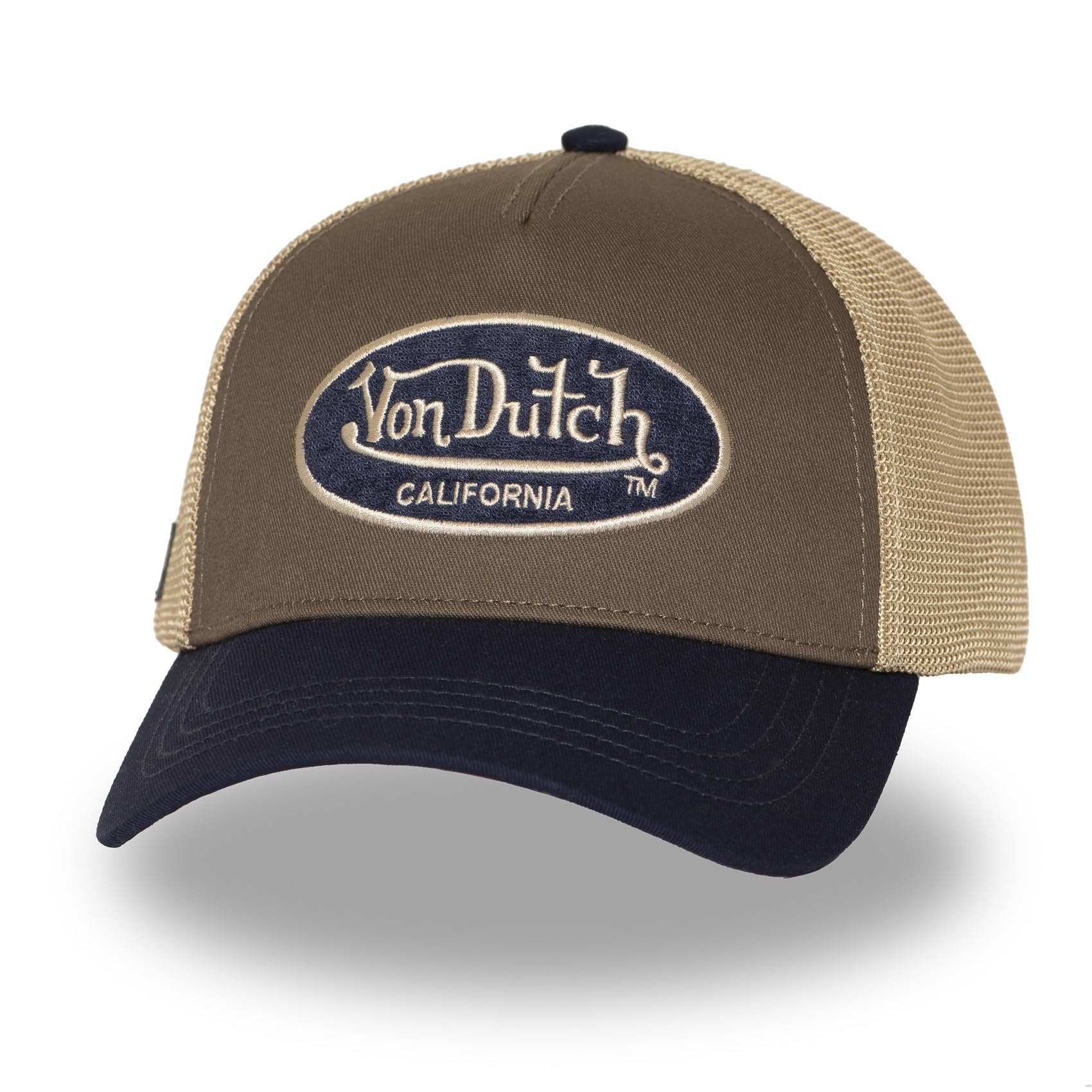 Von Dutch Tricolour Oval Logo CapDutch Women/Men - Trucker Cap Baseball mesh Snapback, with Peak, Peak All-Season Spring Summer Autumn Winter - One Size Blue-Beige