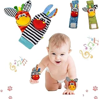 The Season Toys 4pcs Infant Baby Wrist Rattles and Foot Socks Developmental Toys
