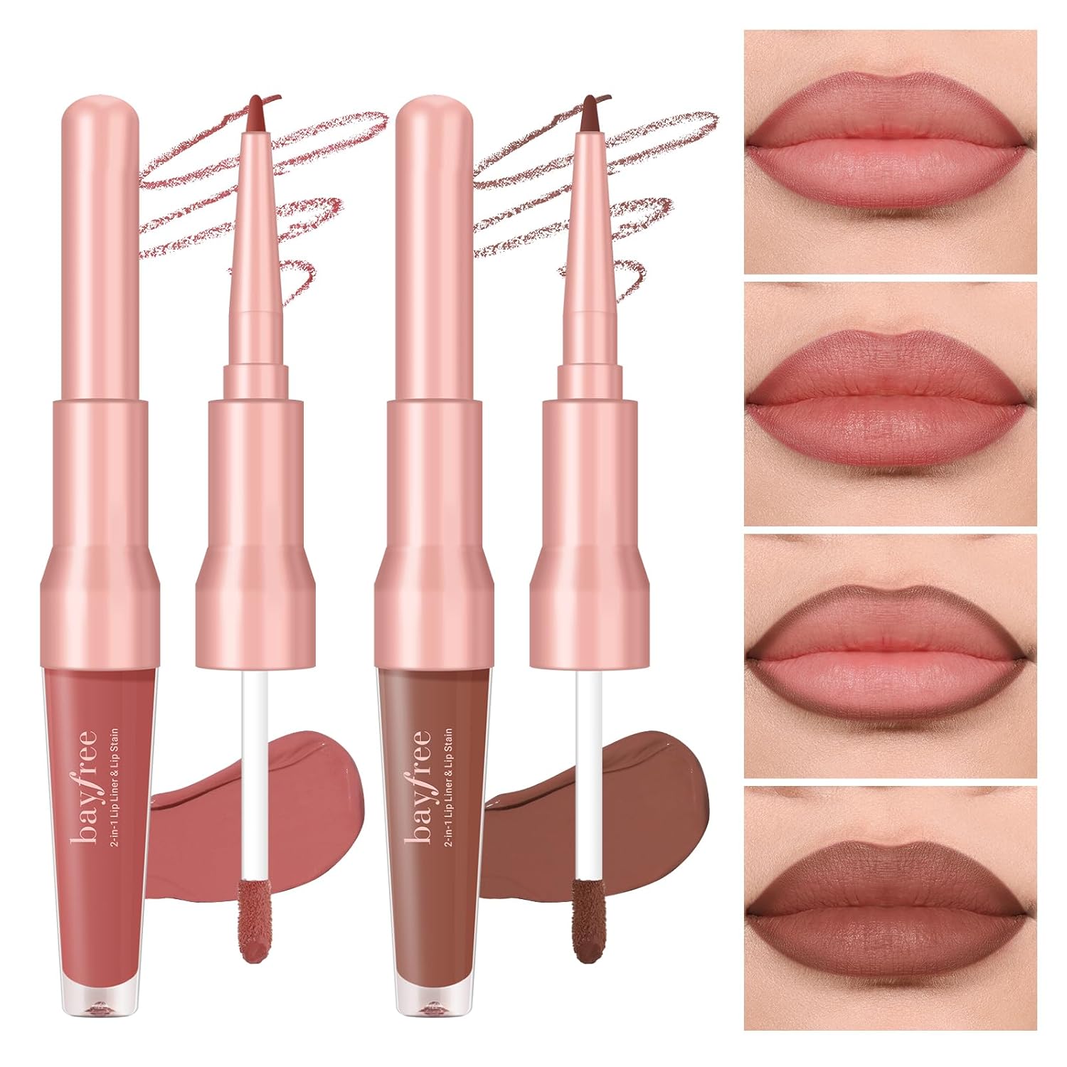 2 PCS Lip Liner and Lip Stain Combo Set, High Pigmented Long Lasting Velvet Lip Tint, Well-Defined Lipliner, Weightless Waterproof Not Animal Tested, Matte Finish Makeup 2 PCS Lip Liner and Lip Stain Combo Set, High Pigmented Long Lasting Velvet Lip Tint, Well-Defined Lipliner, Weightless Waterproof Not Animal Tested, Matte Finish Makeup