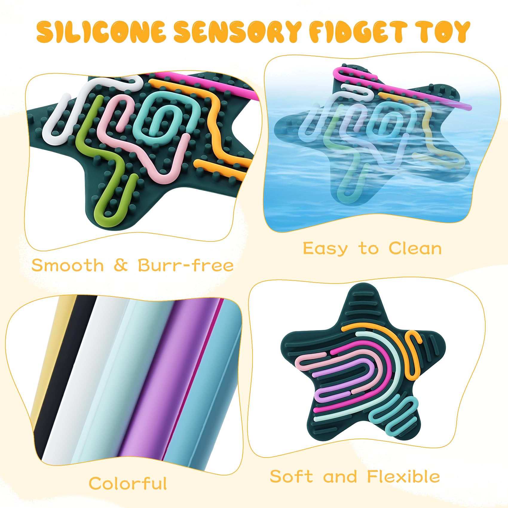 Tavola di Attività Sensoriale, Giocattolo in Silicone per Bambini, per lo Stress e Ansia, per Bambini dai 3 Anni in su e Adulti, con Borsa da Viaggio e 20 Corde