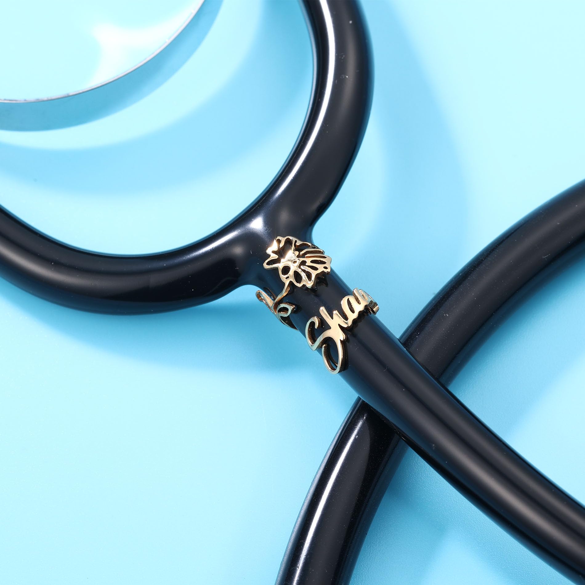 OTXIXTO Personalized Stethoscope Name Tag with Engraved Name/Birthflower Customized Stethoscope ID Tag Personalized Stethoscope Charm Accessories Gifts for Doctors/Nurses/Nursing Student (Style A1)