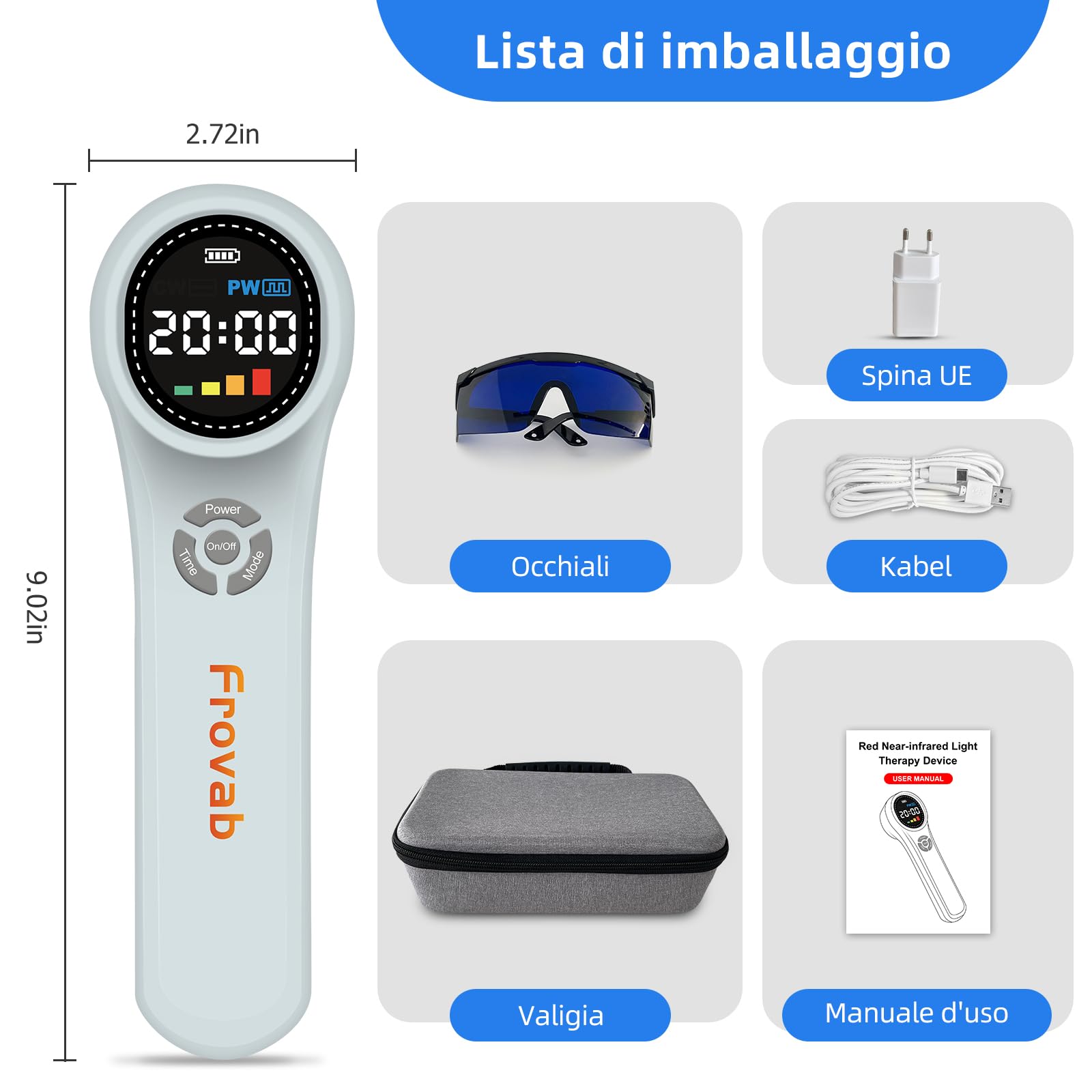 Dispositivo Terapia Della Luce Rossa 4x980nm 4x810nm 16x660nm Dispositivo Portatile per Terapia a Luce Rossa, Terapia Della Luce a Infrarossi per Sollievo dal Dolore, Ginocchio, Spalla, Schiena