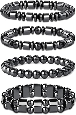 THUNARAZ 4Pcs Hematite Bracelet for Men Women Bangle Bracelet Magnetic Tiger Eye Bracelets