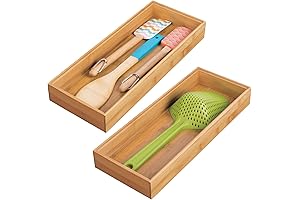 mDesign Bamboo Organizer Tray - Stackable Storage Box Tray