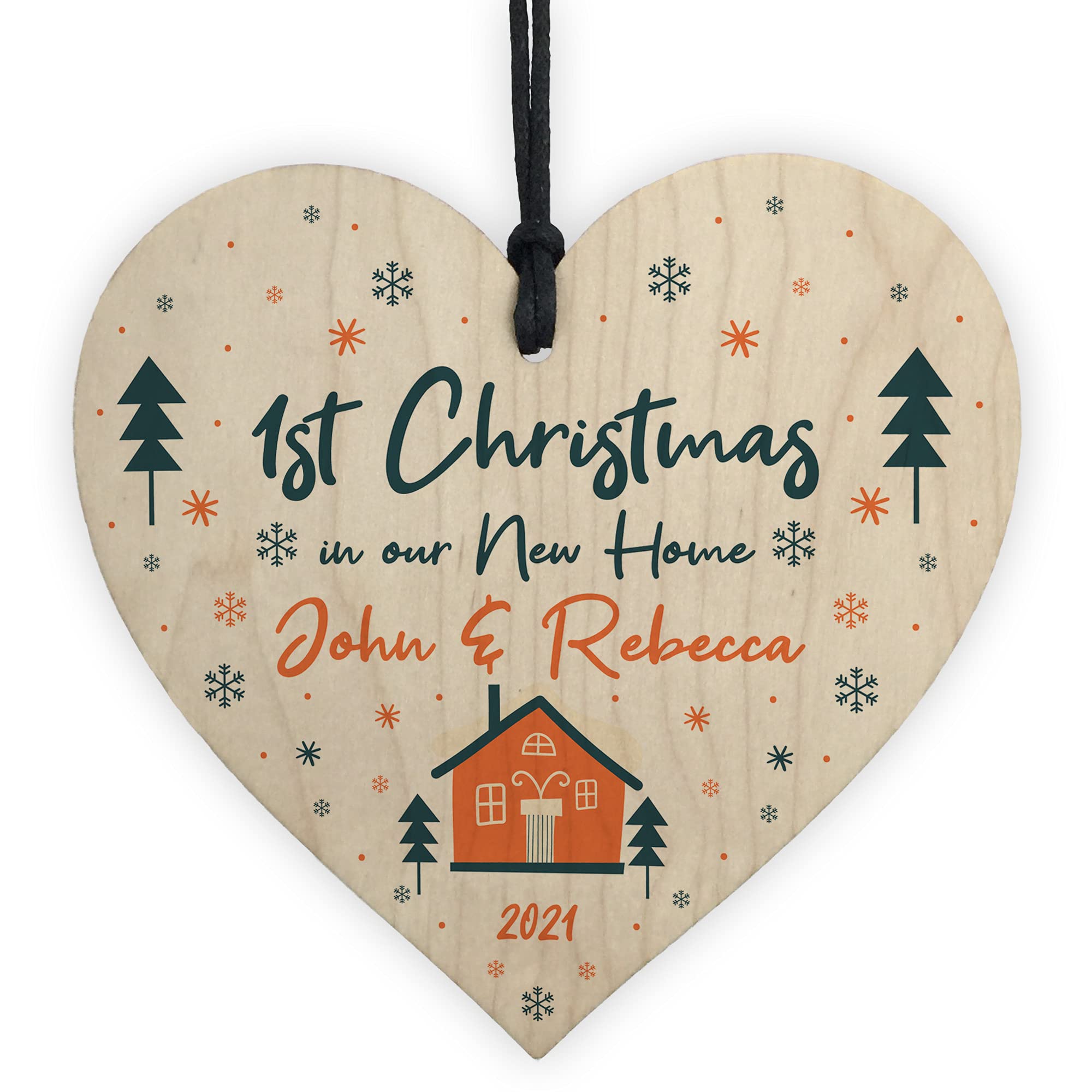New Home Bauble 1st Christmas Tree Decoration Wood Personalised Gift For Couple