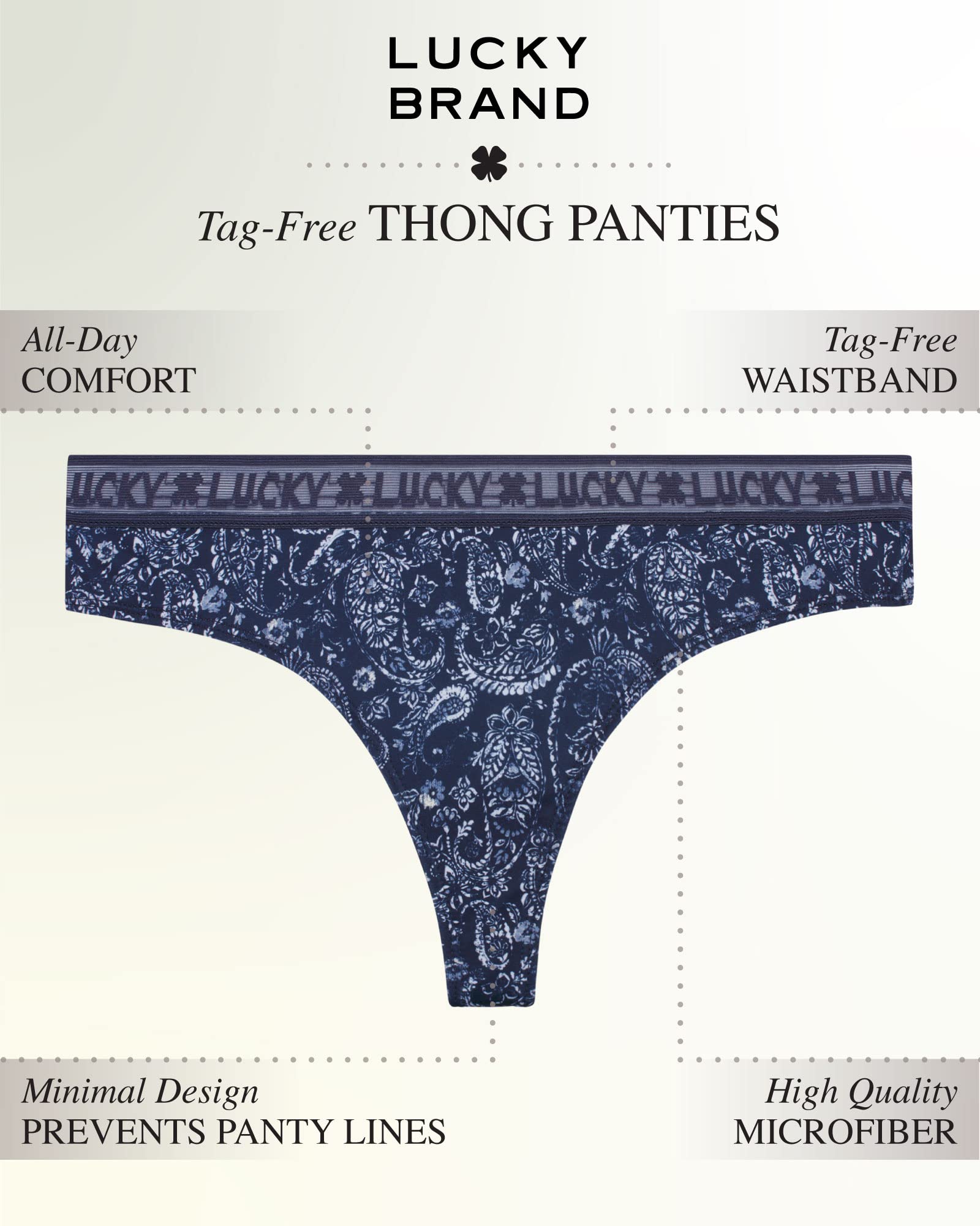Lucky Brand Paquete de 10 bragas tipo tanga para mujer