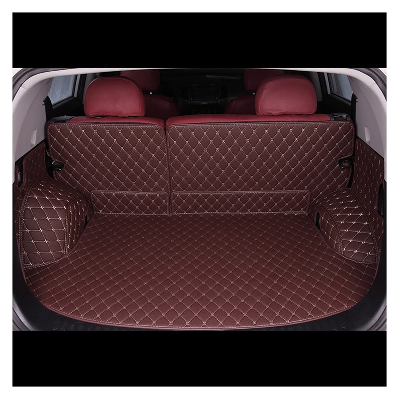 Car Boot Protector Mats For Hummer H2 H3 2006 2007 2008 2009 Leather Custom Car Trunk Mats Accessories Car Trunk Mats (Beige : قهوة)