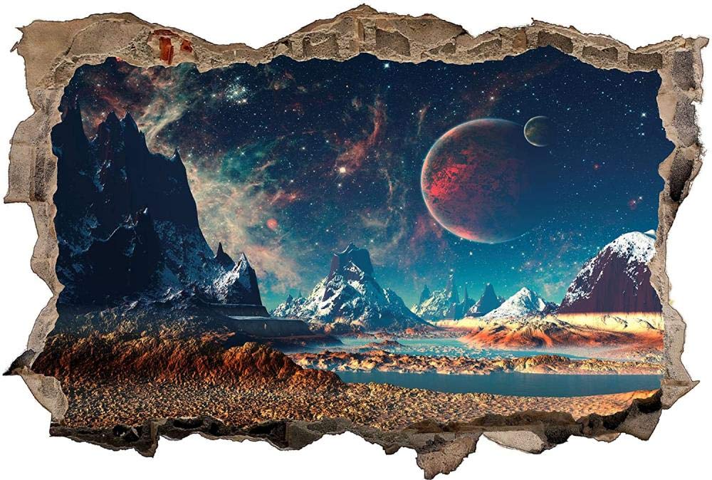 Calcomanía de Pared 3D Espacio del universo Agujero Etiqueta de La Pared Adhesivos de Pared para Interior Hogar Sala de Estar Decoración de Oficina 80x120cm