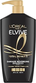 L'Oreal Paris Elvive Total Repair 5 Repairing Shampoo for Damaged Hair Shampoo with Protein and Ceramide for Strong Silky Shiny Healthy Renewed Hair 28 Fl Oz(Packaging May Vary)