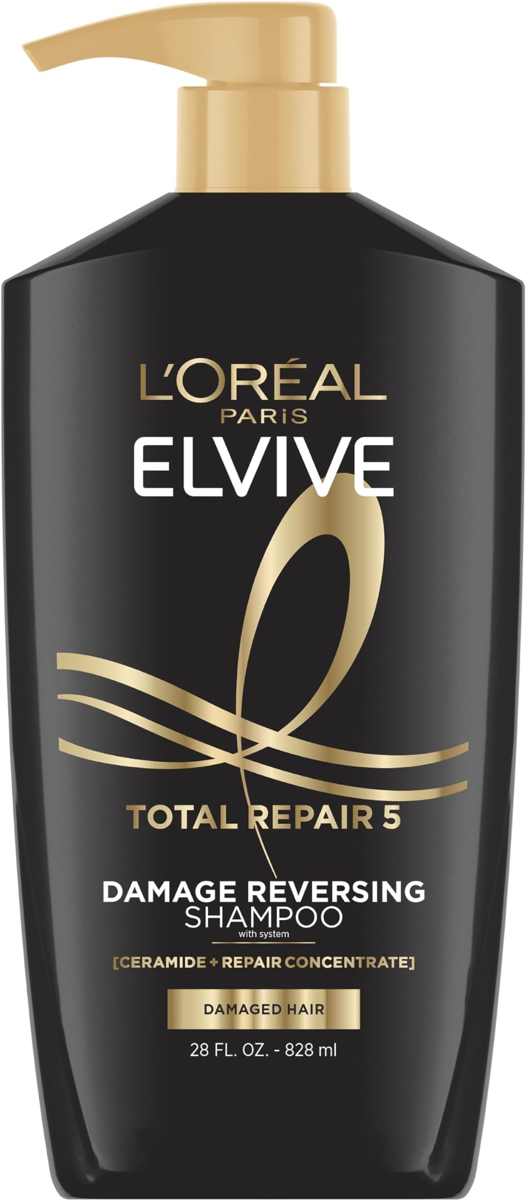 L'Oreal Paris Elvive Total Repair 5 Repairing Shampoo for Damaged Hair Shampoo with Protein and Ceramide for Strong Silky Shiny Healthy Renewed Hair 28 Fl Oz(Packaging May Vary)
