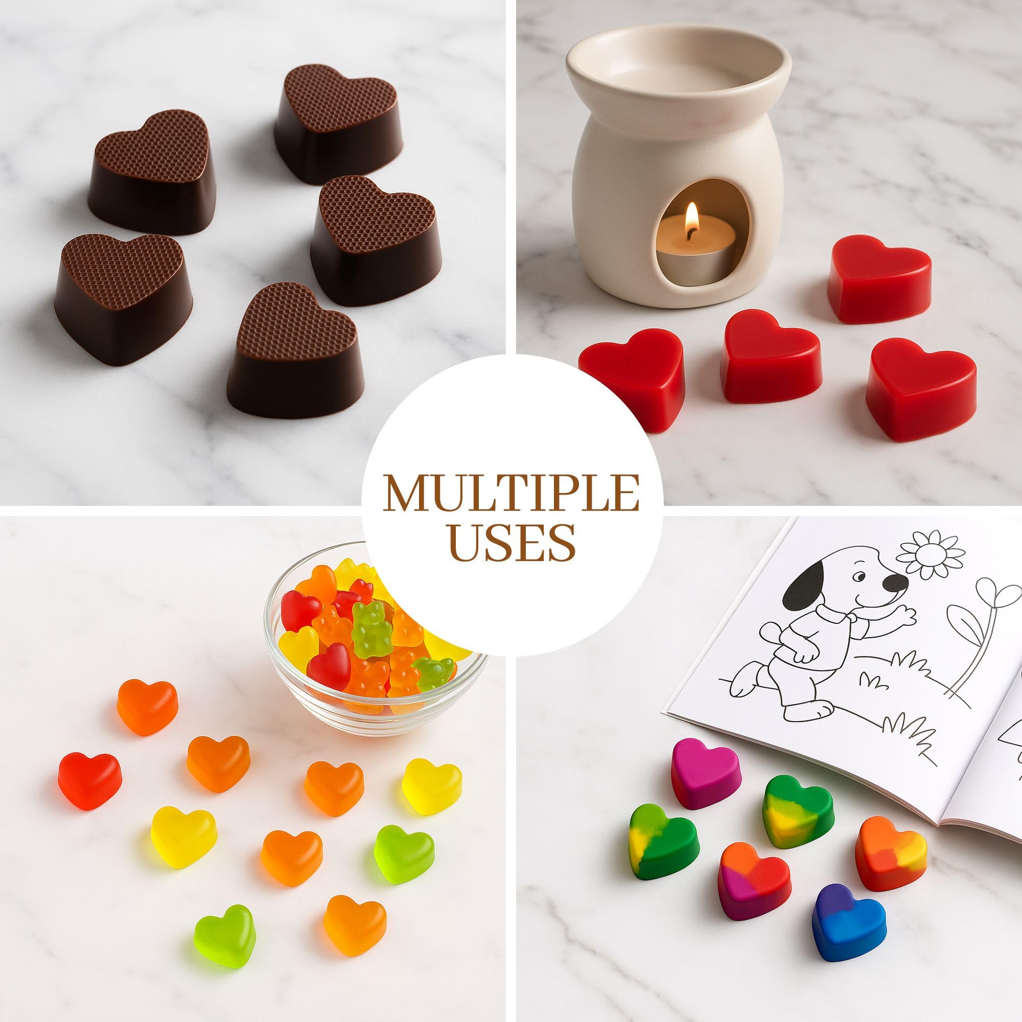 Mrs. Anderson's Baking Moldes de chocolate, silicona de grado europeo, corazones, juego de 2