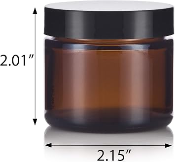 2 oz / 60 ml Amber Glass Jar with Black Foam Lined Lids (12 Pack)