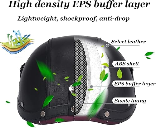 Miniatura 2 de Casco retro de estilo alemán aprobado por DOTECE, casco de motocicleta de media cara con gafas para adultos, hombres y mujeres, casco abierto para