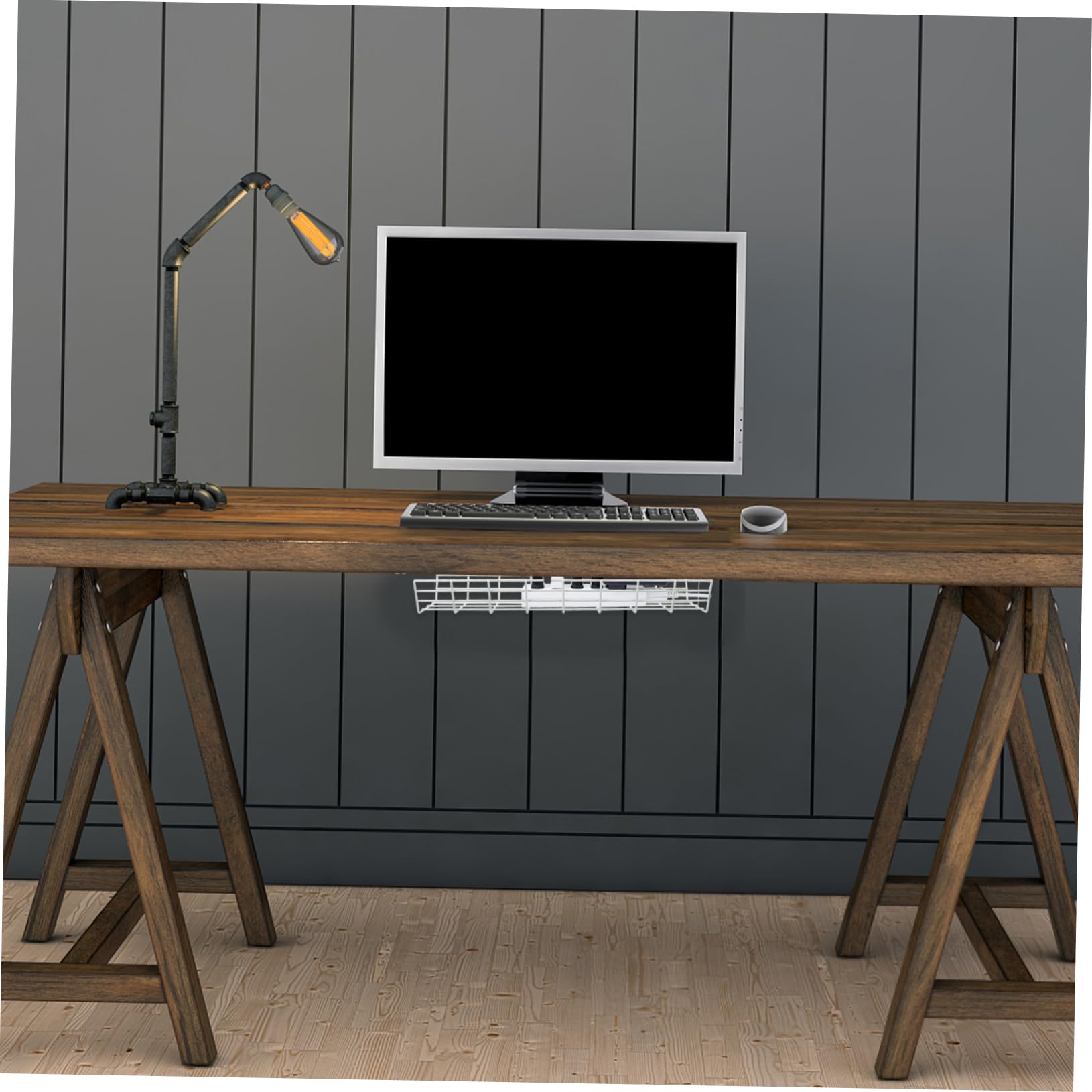 Organisateur de Câbles sous Table 1 Pièce en Fer Blanc