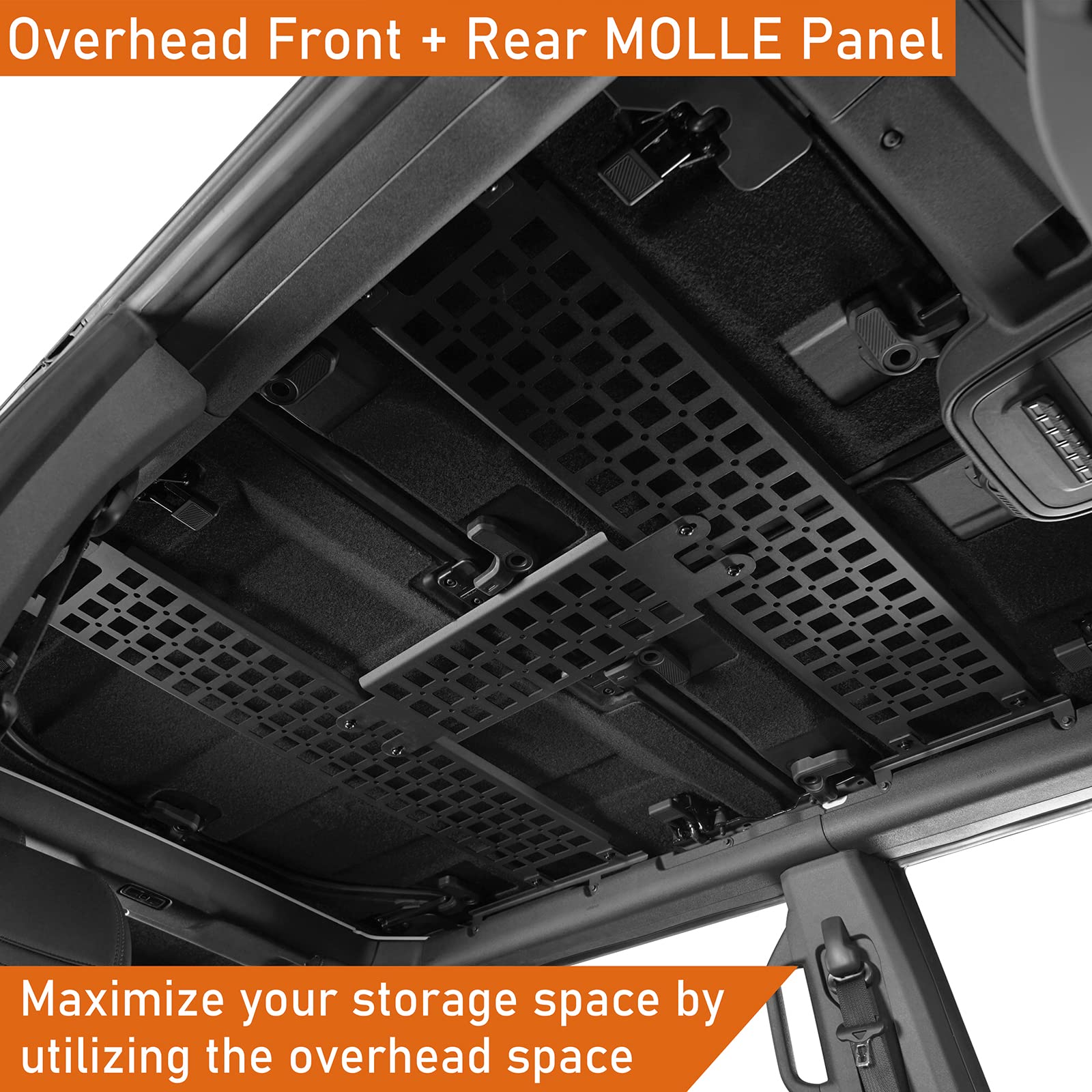 Hooke Road Bronco Overhead Storage MOLLE Panel Kit Top Cargo Management Rack for 2021 2022 2023 2024 2025 Ford Bronco 4-Door Accessories