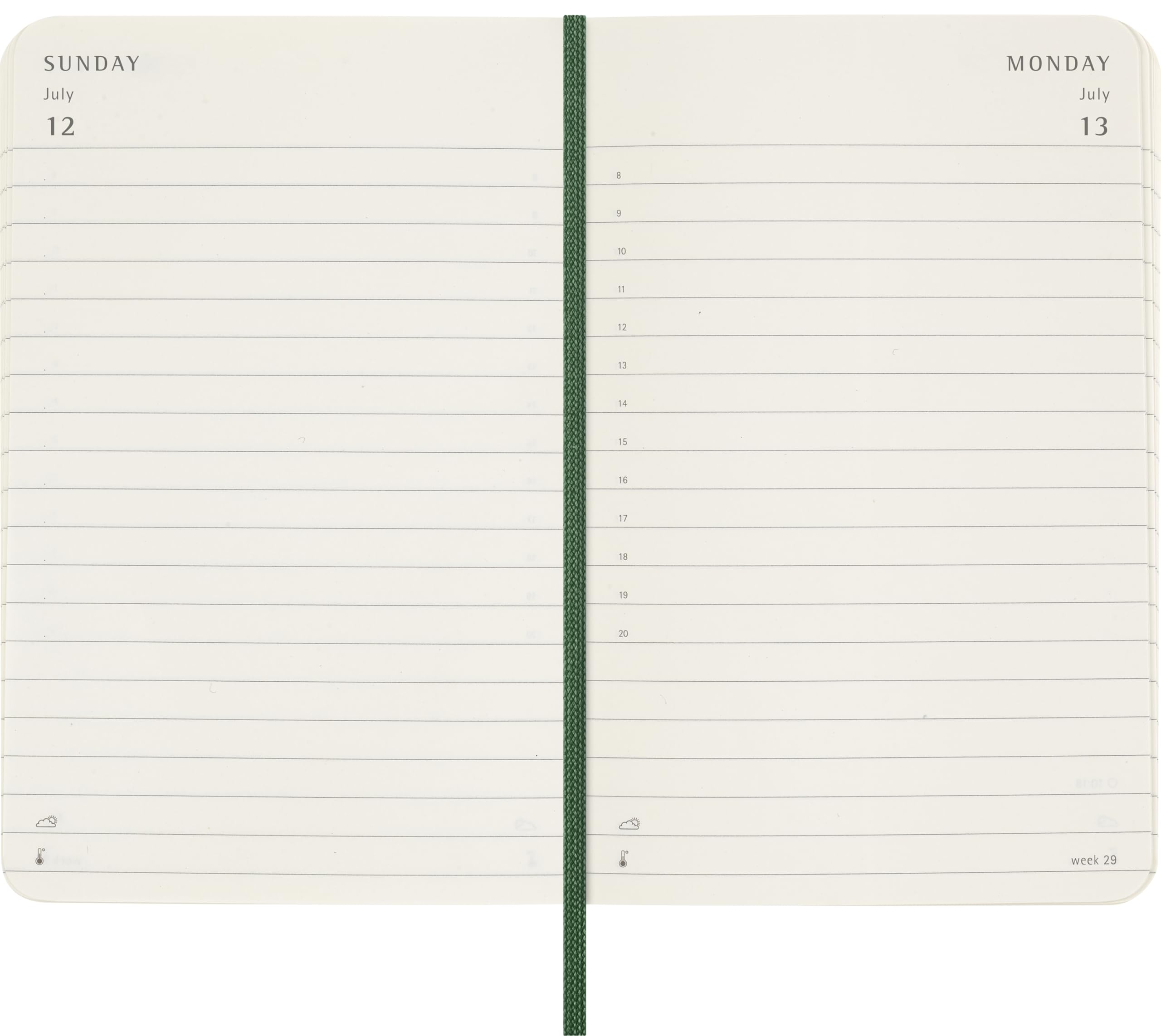Moleskine Agenda Diaria, Agenda Diaria 2026 12 Meses, Con Tapa Blanda y Cierre Elástico, Formato Pocket 9x14, Color Verde