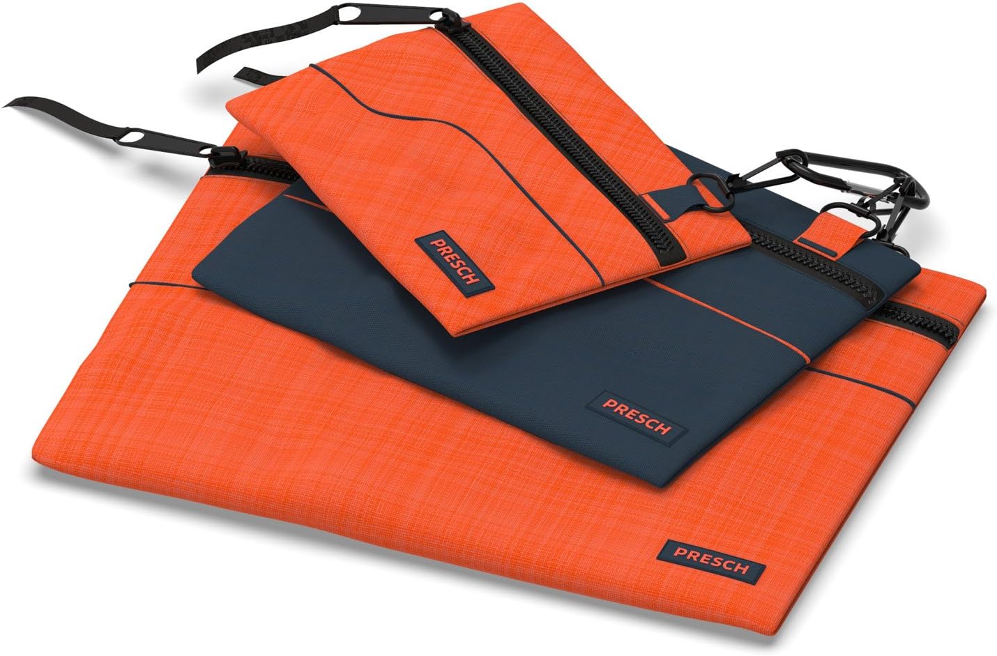 Presch tool case, empty, set of 3, screw case with carabiner for small items such as nails, nuts and bolts.