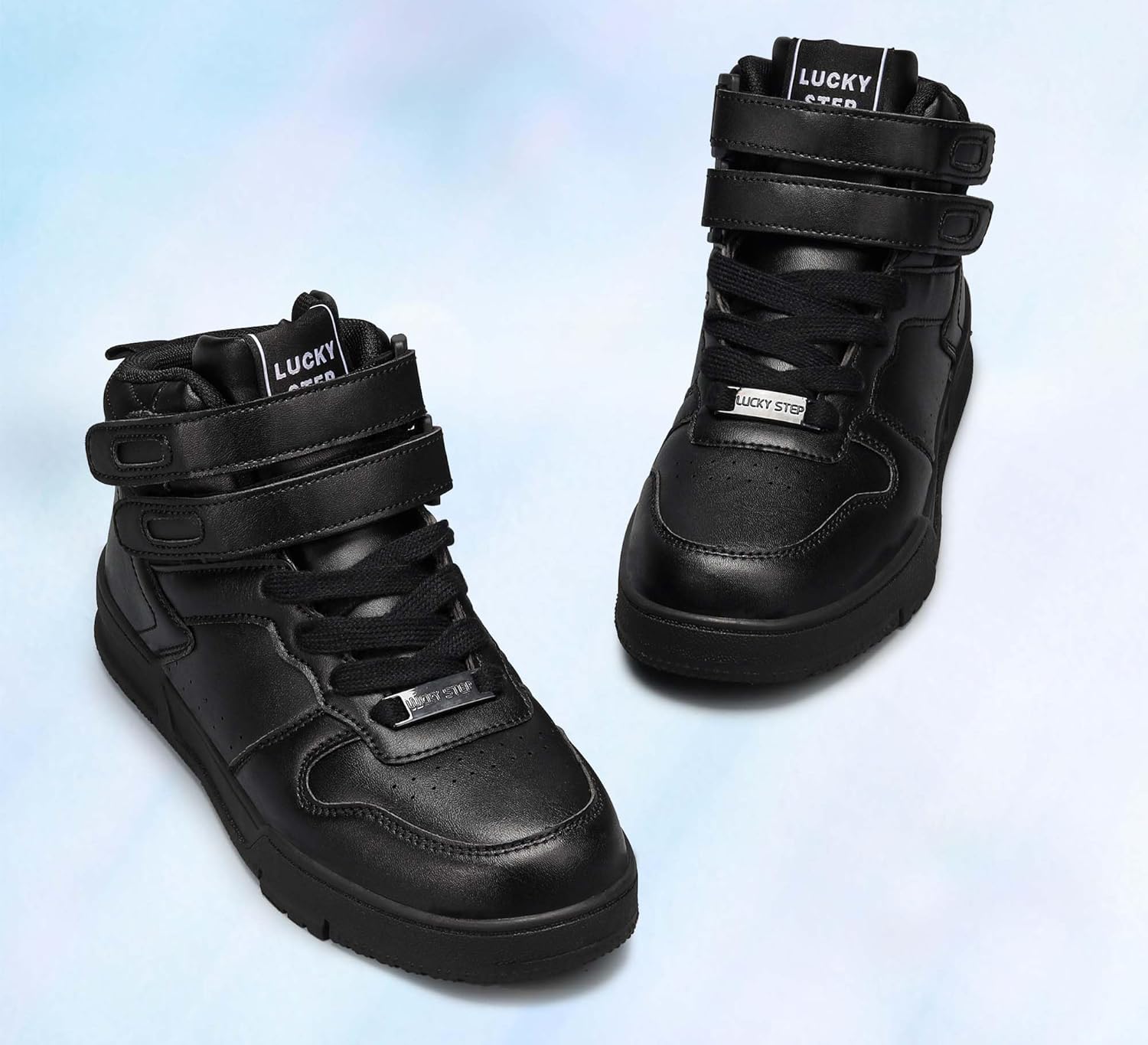 LUCKY STEP Women's High Top Fashion Sneakers Basketball Ankle Boots Walking Tennis Shoes Platform Hook and Loop Casual Faux Leather Sneaker - Image 7