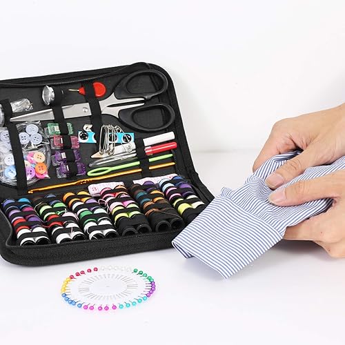 Miniatura 6 de Fanciher Kit de costura, 172 piezas de mini suministros de costura de calidad para bricolaje, principiantes, adultos, emergencias, campistas de