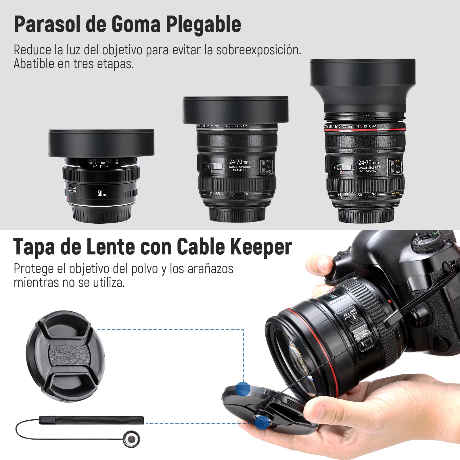 Neewer 52MM Profesional UV CPL FLD Lente Filtro y ND Filtro de Densidad Neutra(ND2. ND4. ND8) Kit de Accesorios para Pentax DSLR Cámaras