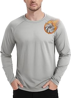 Men's Thermal Shirt Long Sleeve Fleece Lined Base Layer Lightweight Athletic Undershirt Winter Tops Workout