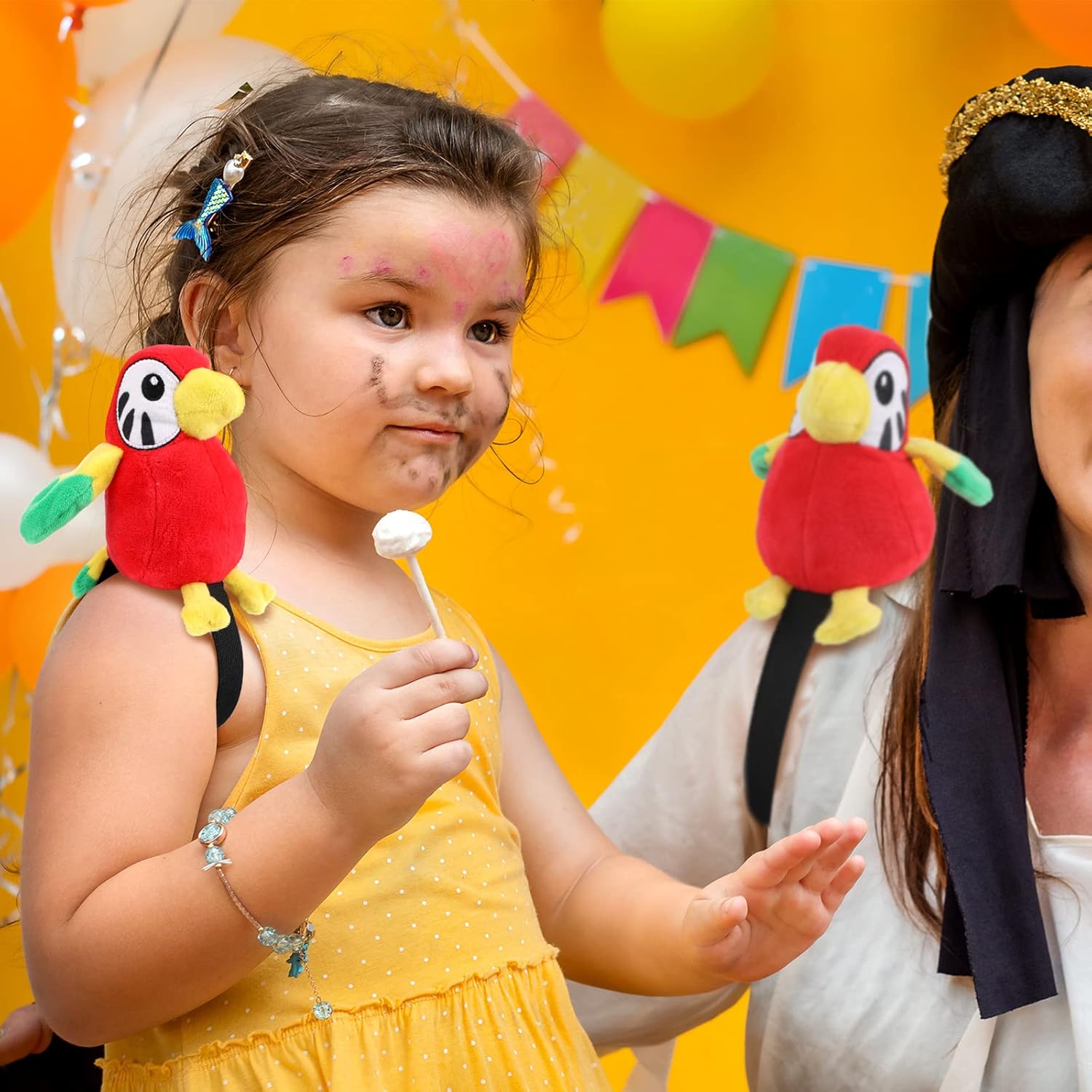 Kathfly 3 Pcs Stuffed Parrot on Shoulder Pirate Costume Accessory Parrot Stuffed Animal Toy Pirate Shoulder Prop 100th Day of School Costumes for Boys Girls Performance, 4.8 x 4 Inch - Image 4