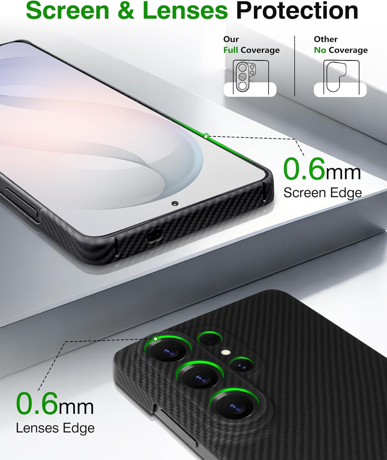 Slim Case for Samsung Galaxy S26 Ultra(6.9") with 600D Aramid Fiber, Compatible with Mag-Safe Accessories, Ultra Light, NO-case Feeling, Minimalist, Carbon Fiber, Matte Black+Grey