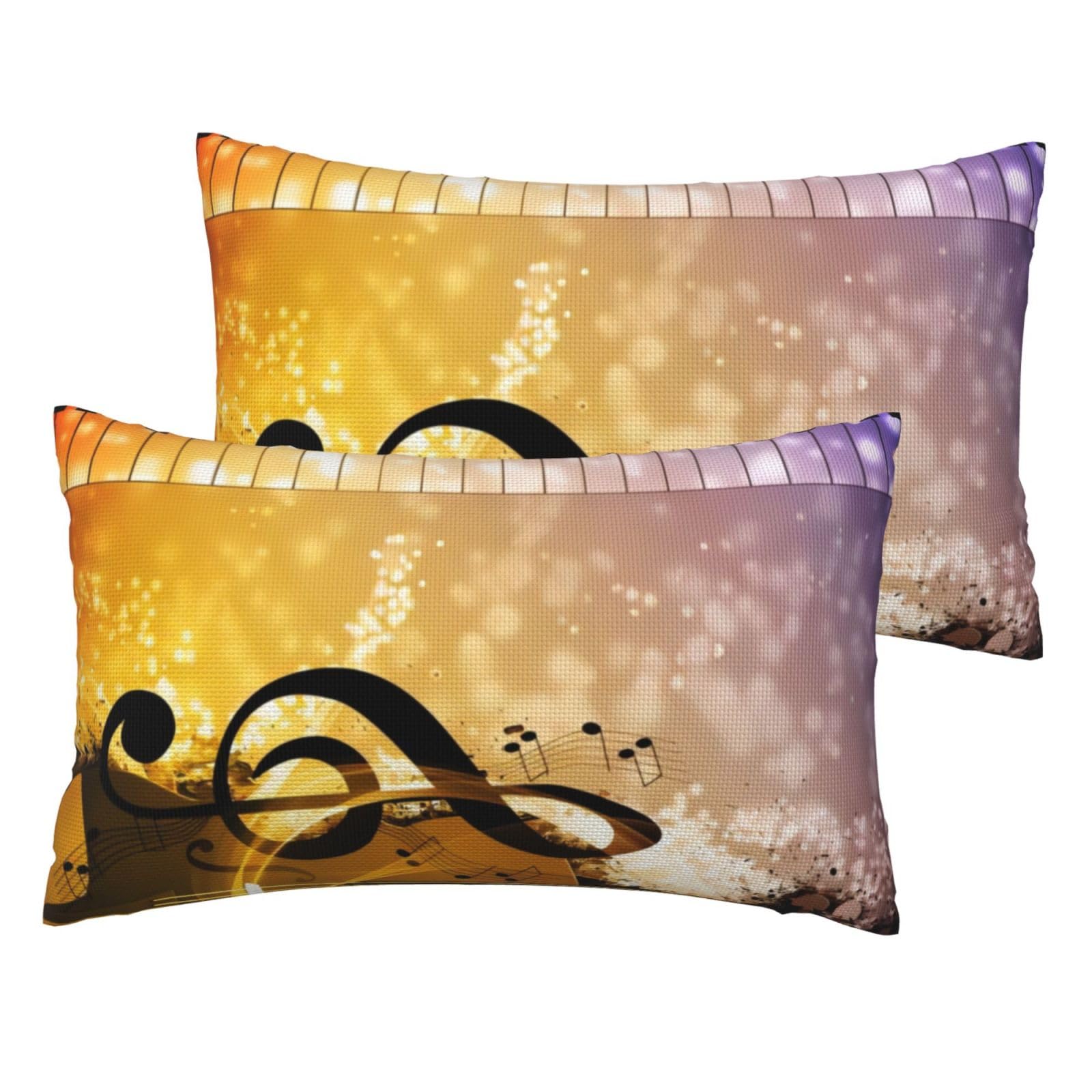Taies d'oreiller motif musique lin mélangé lot de 2 pour décoration de salon et chambre