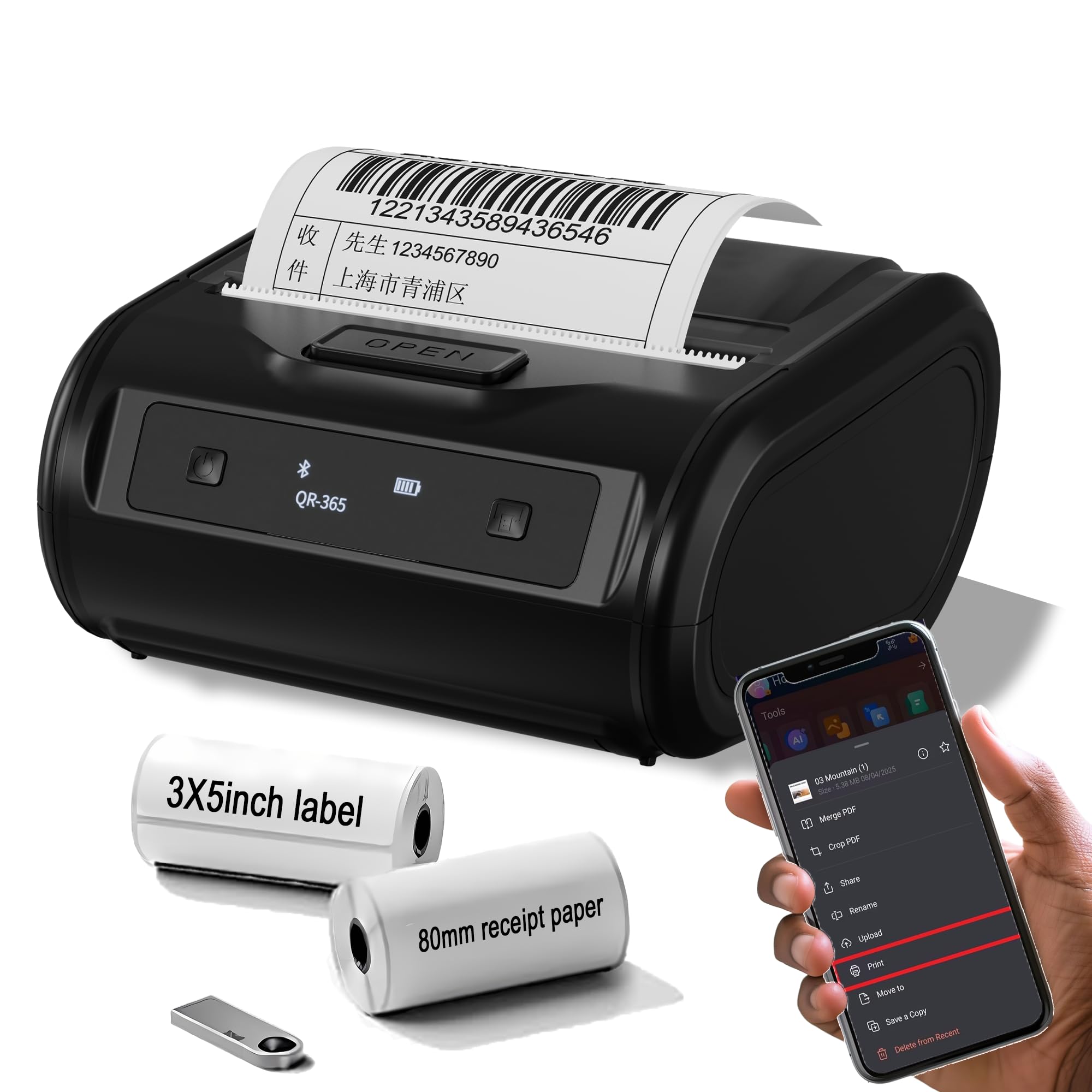 ARVOX 3 Inch Bluetooth Thermal Label & Receipt Printer 2-in-1, Label 80mm Receipt Printing, Wireless Portable Printer for Android/iPhone/Windows/Mac, Adjustable Labels Size-picture-57