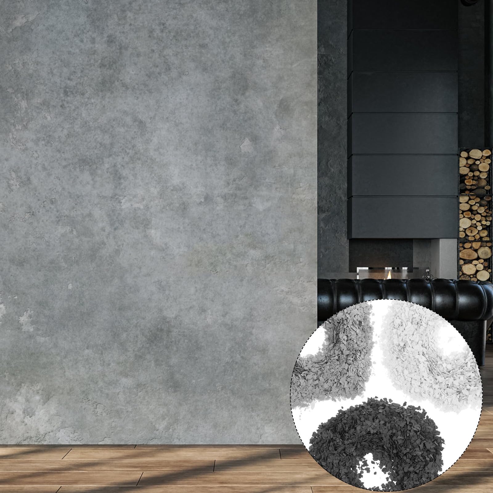 PLAFOPE Vernice per Pavimenti Copre Sporco e Segni in Cemento Scaglie Decorative in Resina Epossidica, 1 Confezione da 1kg, Materiale Naturale, per Garage e Showroom