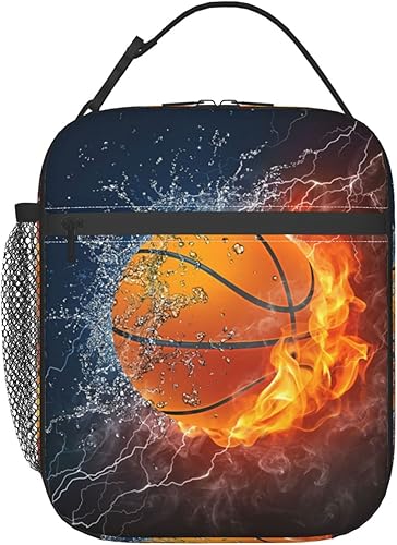Miniatura 12 de Bolsa de almuerzo con balón de fútbol en fuego, lonchera aislada, reutilizable, impermeable, portátil, para hombres y mujeres Balón de fútbol