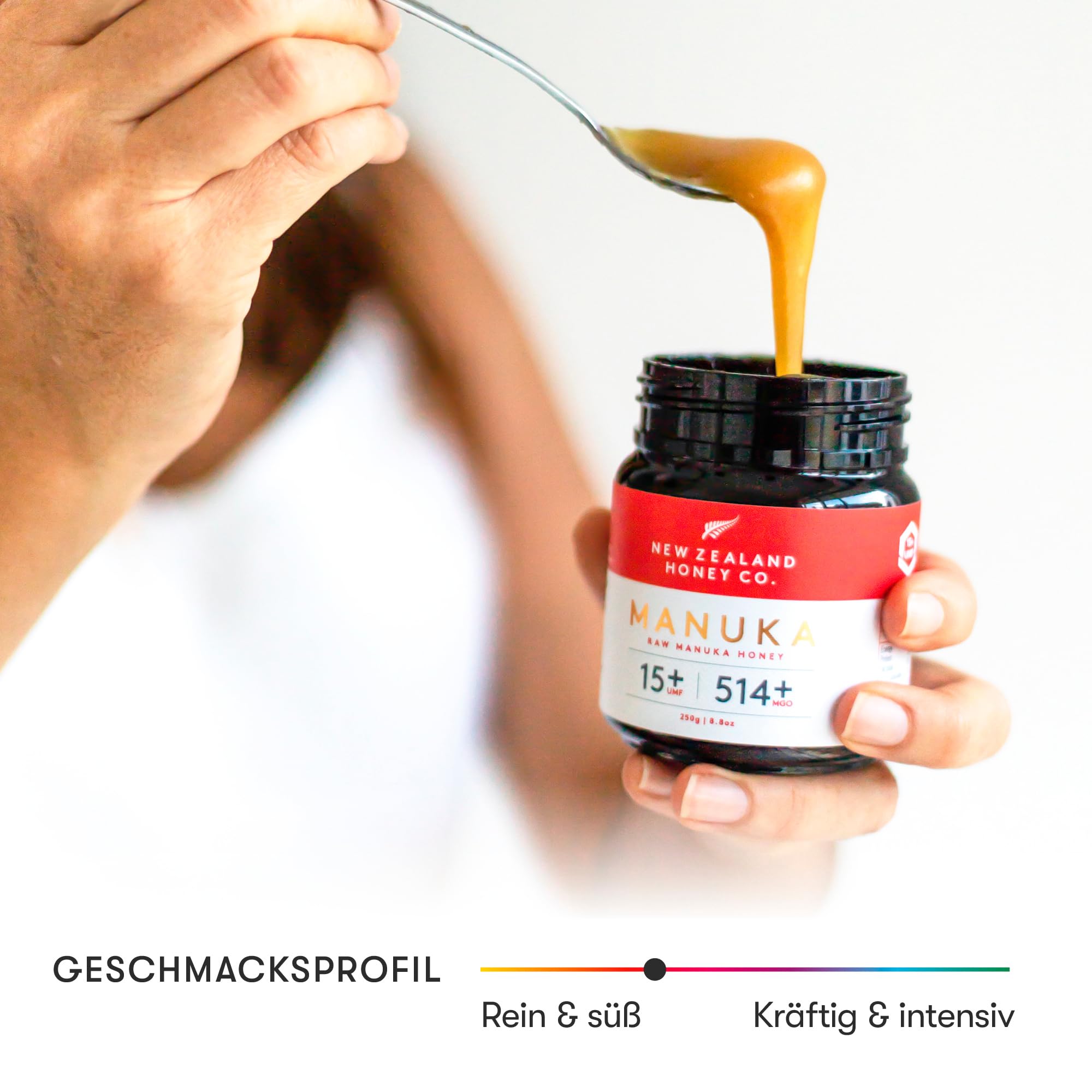 Manuka Honig MGO 514+ UMF 15+ 250g Aktiv Roh Hergestellt in Neuseeland Zertifiziertem Methylglyoxal Gehalt