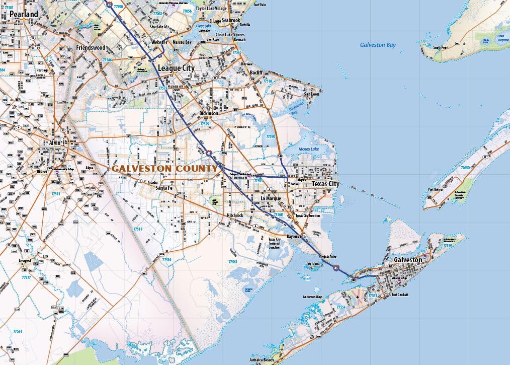 Houston Metro Area laminated wall map (54” wide by 60” high)