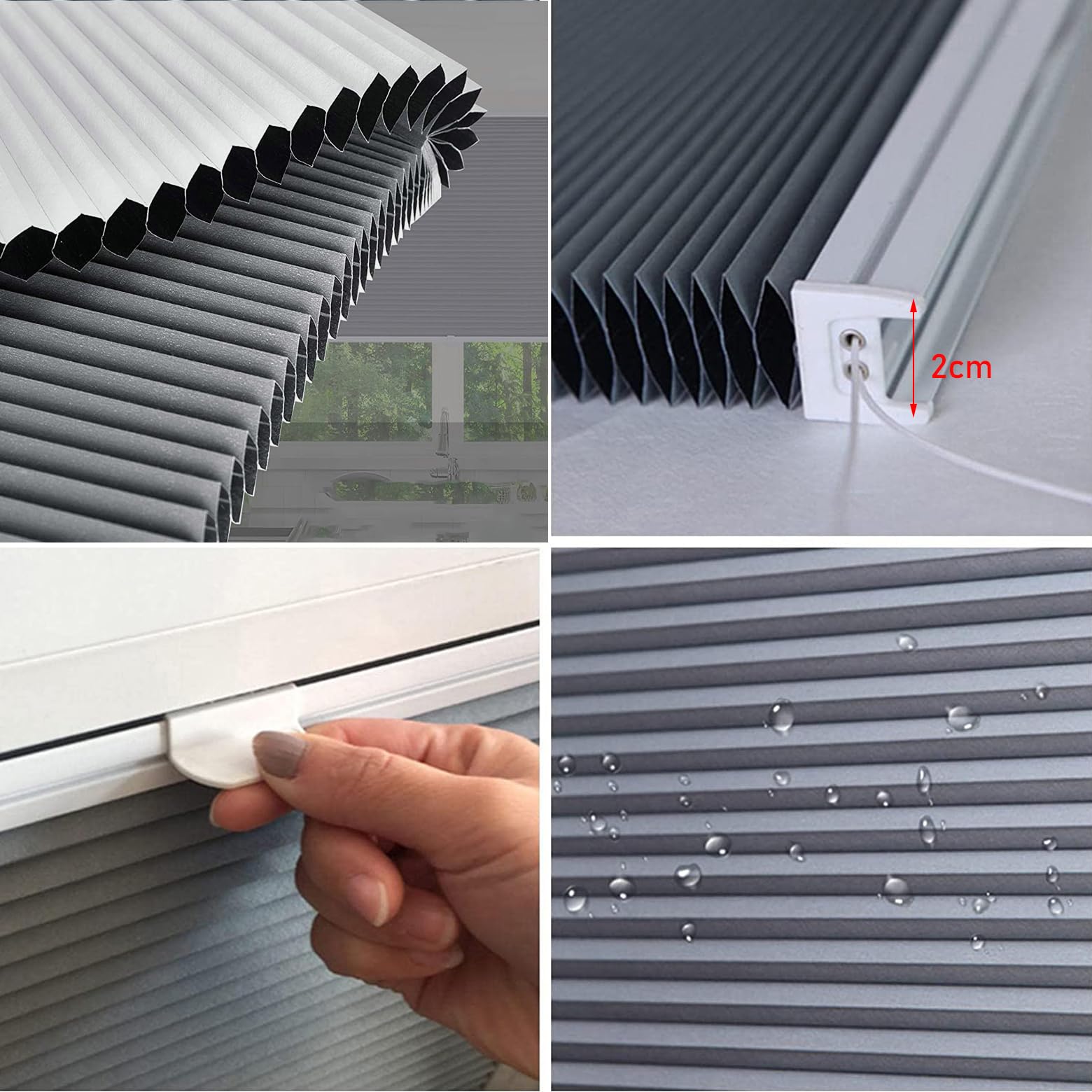 XJLXKLWG Honingraat-plisségordijn,Verduisterende Honingraatplissé voor Raam,Lichtfiltering/Thermisch Honingraat Jaloezieën,voor Thuiskantoor,Wit, Aangepaste Kleur (WxH: 105x200cm